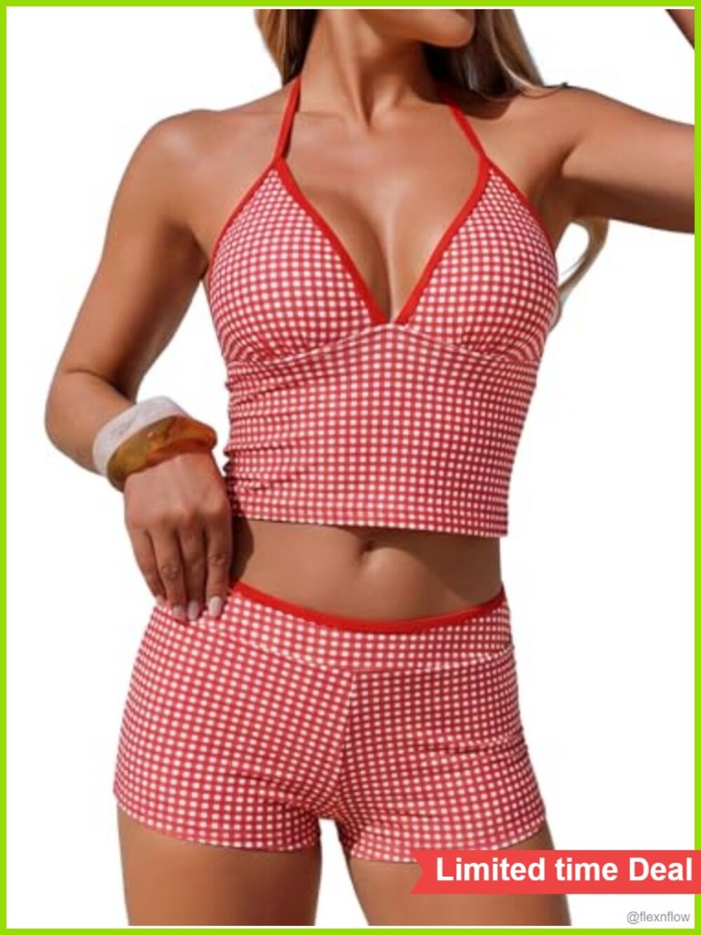 Women's Tankini Swimsuit Halter Top with Boyshorts Full Coverage Tummy Control